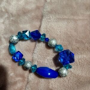 Blue, Turquoise and Silver Color beaded bracelet